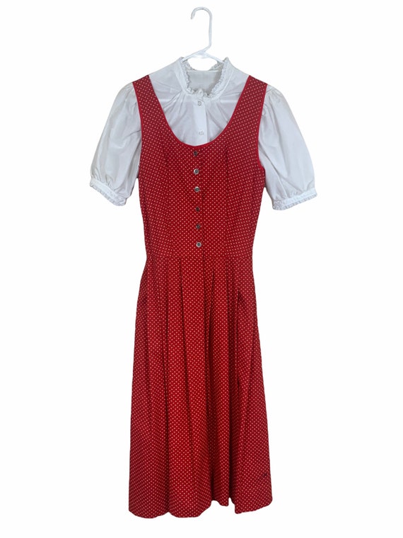 Vintage Red and White Floral Folk Dress - image 2