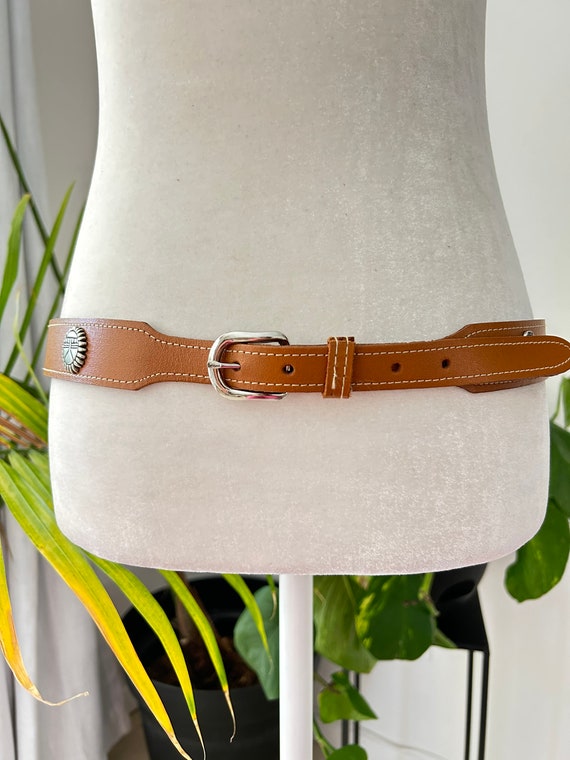 Western Leather Belt with Silver Animals