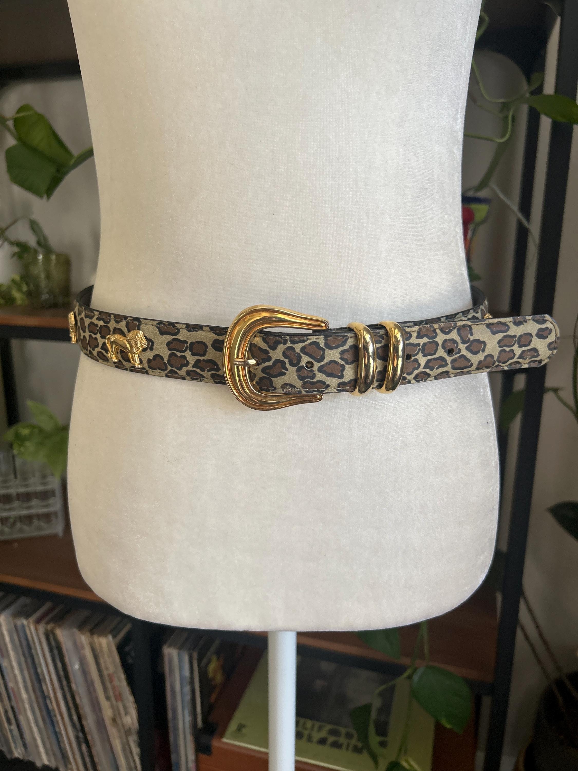 Vintage 80s/90s Absolutely Fresh animal print & gold glitter‎ belt- M/L Cheetah print buckle vintage retro 80s 90s belt – Holy Thrift main image 4