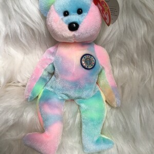 Birthday Bear,Vintage Beanie Baby Birthday Bear,New Ty Birthday  Bear Beanie Baby Bear, Bear Stuffed Toy, Ty beanie bear
