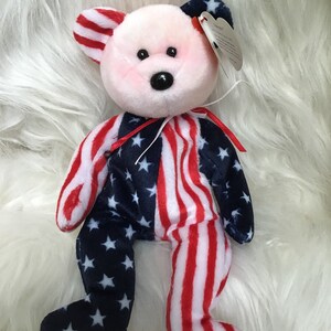 Spangle Vintage Beanie BabySpangle Bear, 1999 New TySpangle (pink face) Beanie Baby Bear, Bear Stuffed Toy, Ty beanie bear