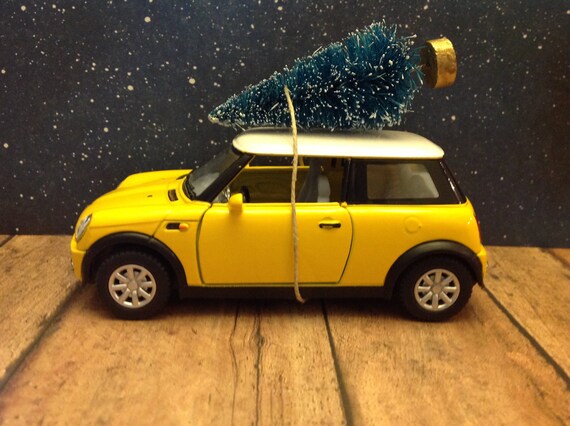 Mini Cooper Carrying Christmas TreeLarger 5 Yellow Mini Etsy image 0 - Mini Cooper Carrying Christmas TreeLarger 5 Yellow Mini Etsy