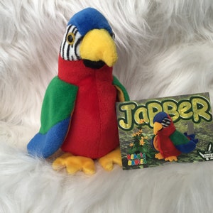 Jabber ,Vintage Beanie Baby Parrot, New Ty Beanie Baby, Jabber the parrot Stuffed Toy,Ty Beanie Baby Collectors card