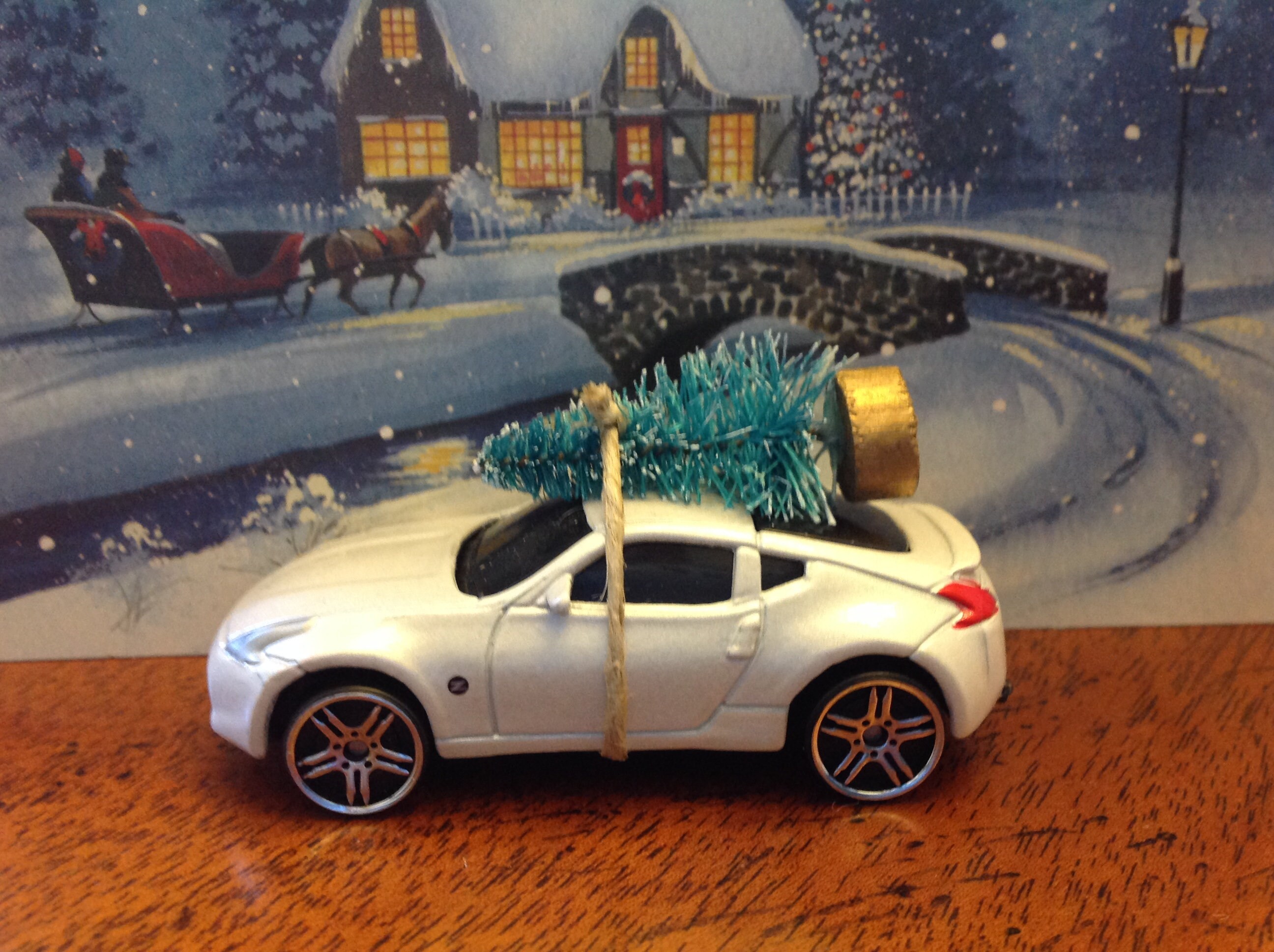 Nissan Carrying Christmas Tree White Nissan 370 Z Car Etsy