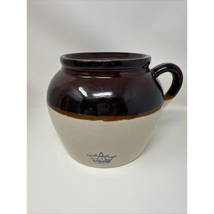Vintage Durgin Park Boston Bean Pot 3 Qt Blue Stamp Crown Pottery Crock ~ EUC