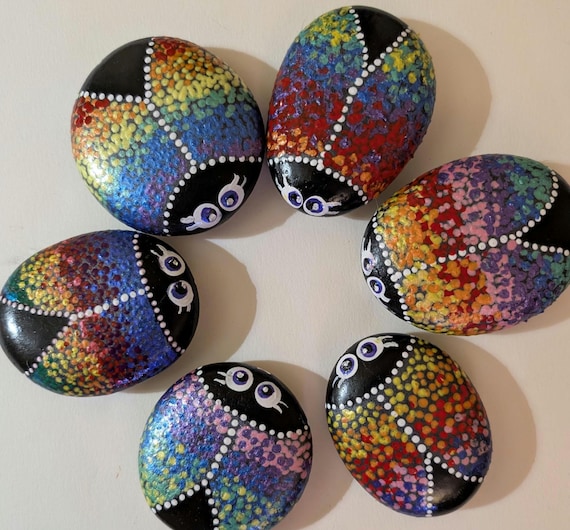 Ladybug rocks. Handpainted medium size stones.