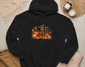 Halloween-Welpen-T-Shirt, stückgefärbte 100 % ringgesponnene Baumwolle, Unisex, lockere Passform