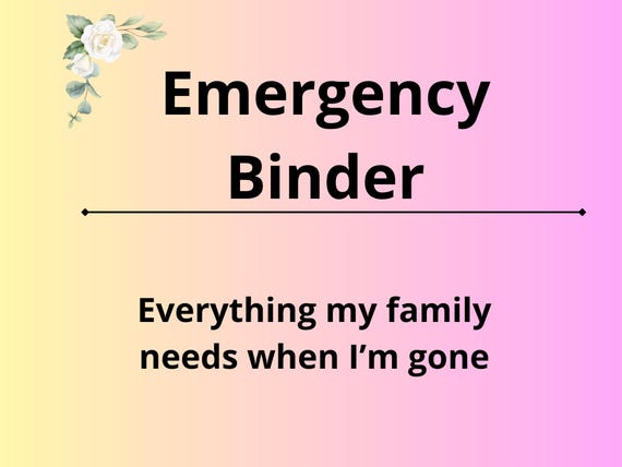 Emergency Binder Planner: Final Wishes, Documents, Medical Info (Digital Download)