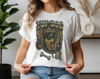 T-Shirt mit wildem Chihuahua-Motiv, stückgefärbte 100% ringgesponnene Baumwolle, lockere Passform