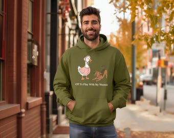 Chiweenie-T-shirt: gekke gans die met hond speelt (grappig casual T-shirt)