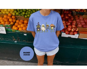 Halloween Frog Shirt, Witch Ghost Skeleton Pumpkin | 100% Ring-Spun Cotton