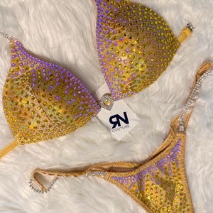 Bikini de competición color amarillo pitón / LISTO PARA ENVIAR