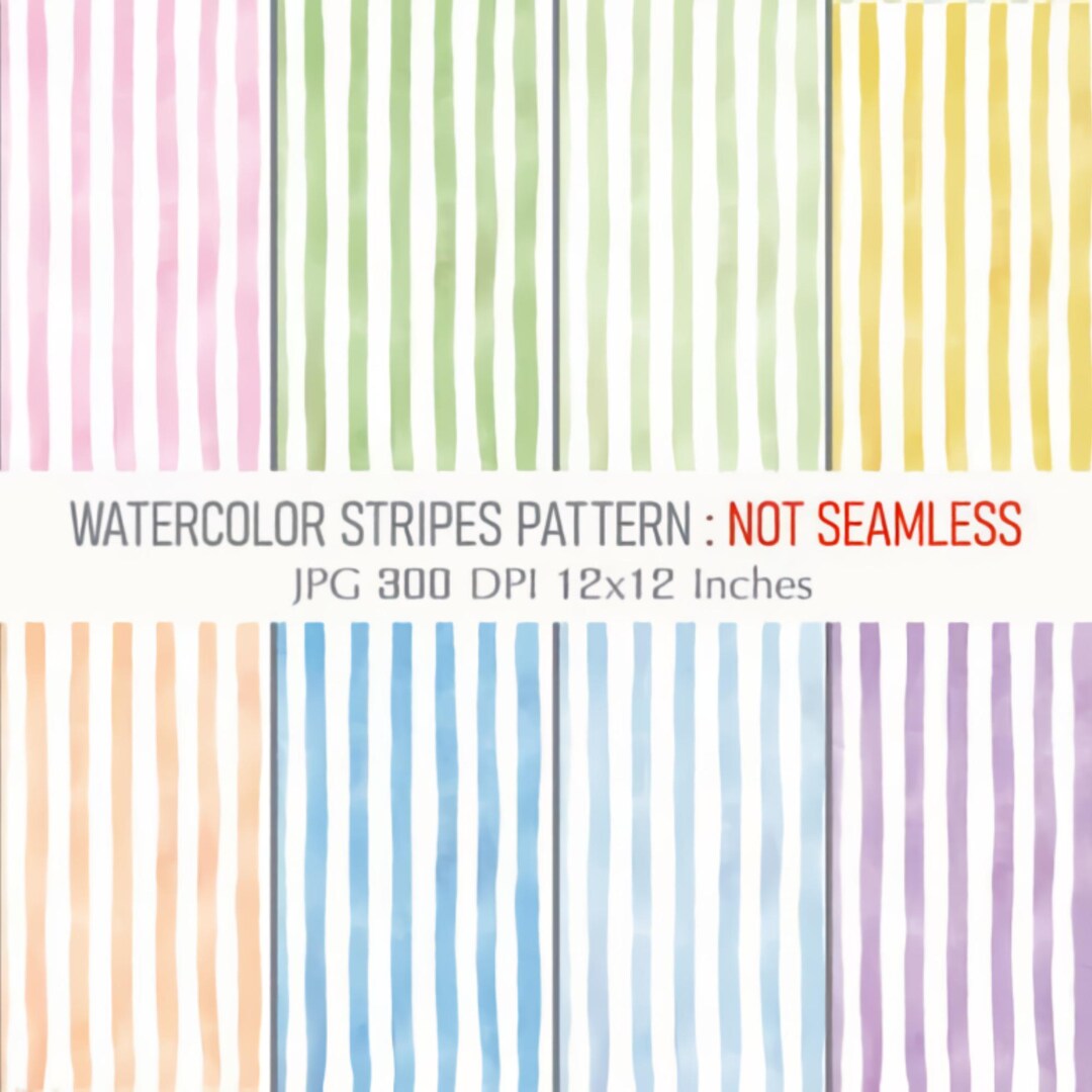 Pastel Watercolor Stripes Digital Paper | Hand-painted Stripe ...