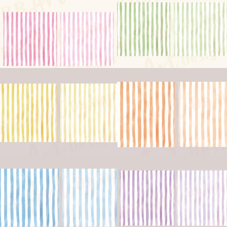 Pastel Watercolor Stripes Digital Paper | Hand-painted Stripe ...