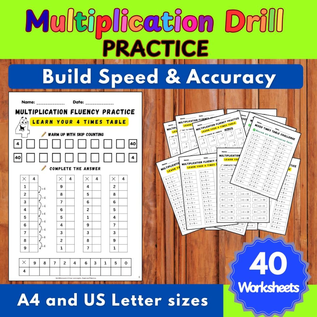 Multiplication Drill Worksheets With Answer Key | Times Tables 2–9 | 40 ...