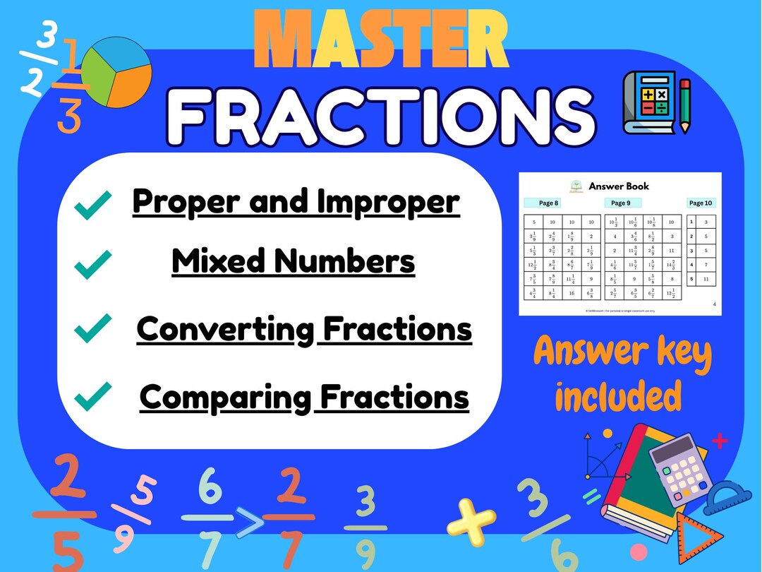 Converting Fractions |types of Fractions Worksheets | Proper Improper ...