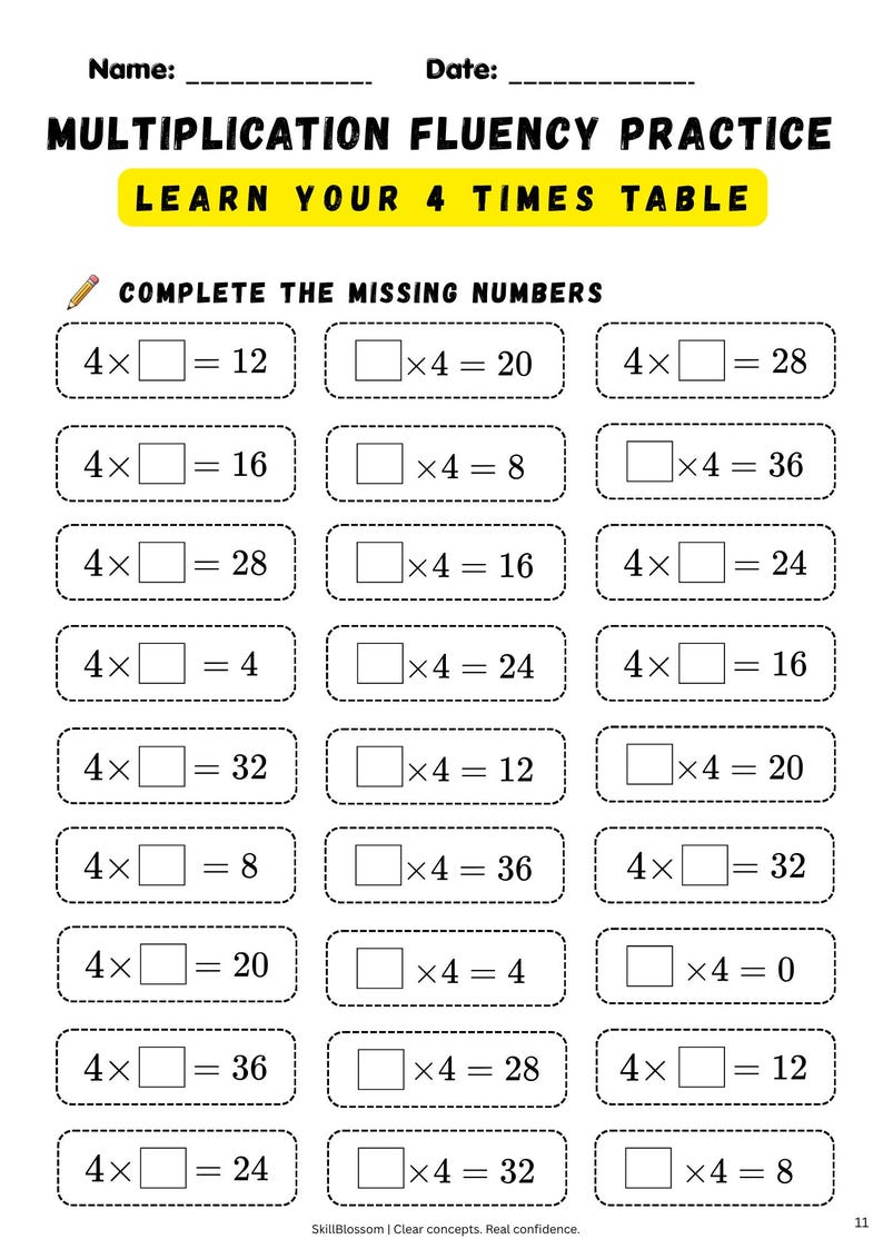 Basic Multiplication Worksheets Bundle| Grade 234 | Basic Concepts and ...