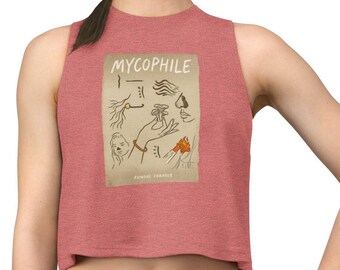Mycophile Mushroom Illustration Crop Top | Forager Fungi Art