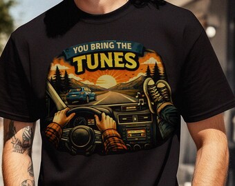 Retro Roadtrip Music T-shirt | Vintage Sunset Graphic