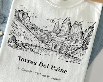 Torres Del Paine sketch T-shirt | Patagonia mountain illustration