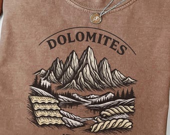 Dolomites Foodie Italy Landscape T-Shirt | Mountain Trekking Italian Foodie Design