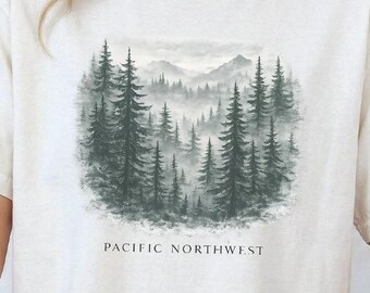 Pacific Northwest Forest Scene T-shirt | Misty Pines Comfort Colors