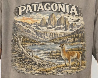 Patagonia Vintage T-Shirt | Retro Torres del Paine Graphic Tee | Guanaco Hiking Shirt | Nature Tee