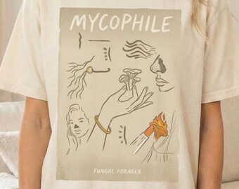 Mushroom-lover Illustration T-shirt | Fungi Forage Botanical Art