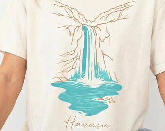 Havasu Falls Etched Graphic T-shirt | Aqua Water Script