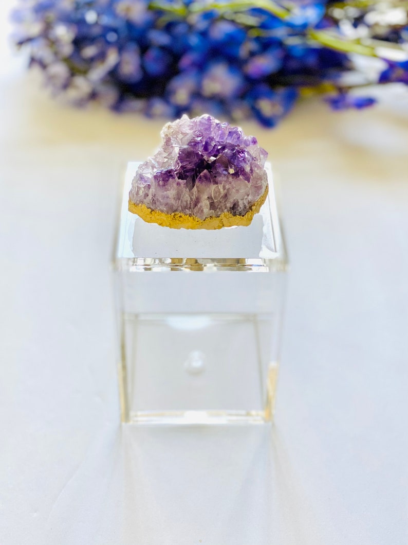 Tall Acrylic Box with Amethyst bathroom decor Amethyst Crystal box gifts for her Amethyst box Barware birthstone box acrylic box