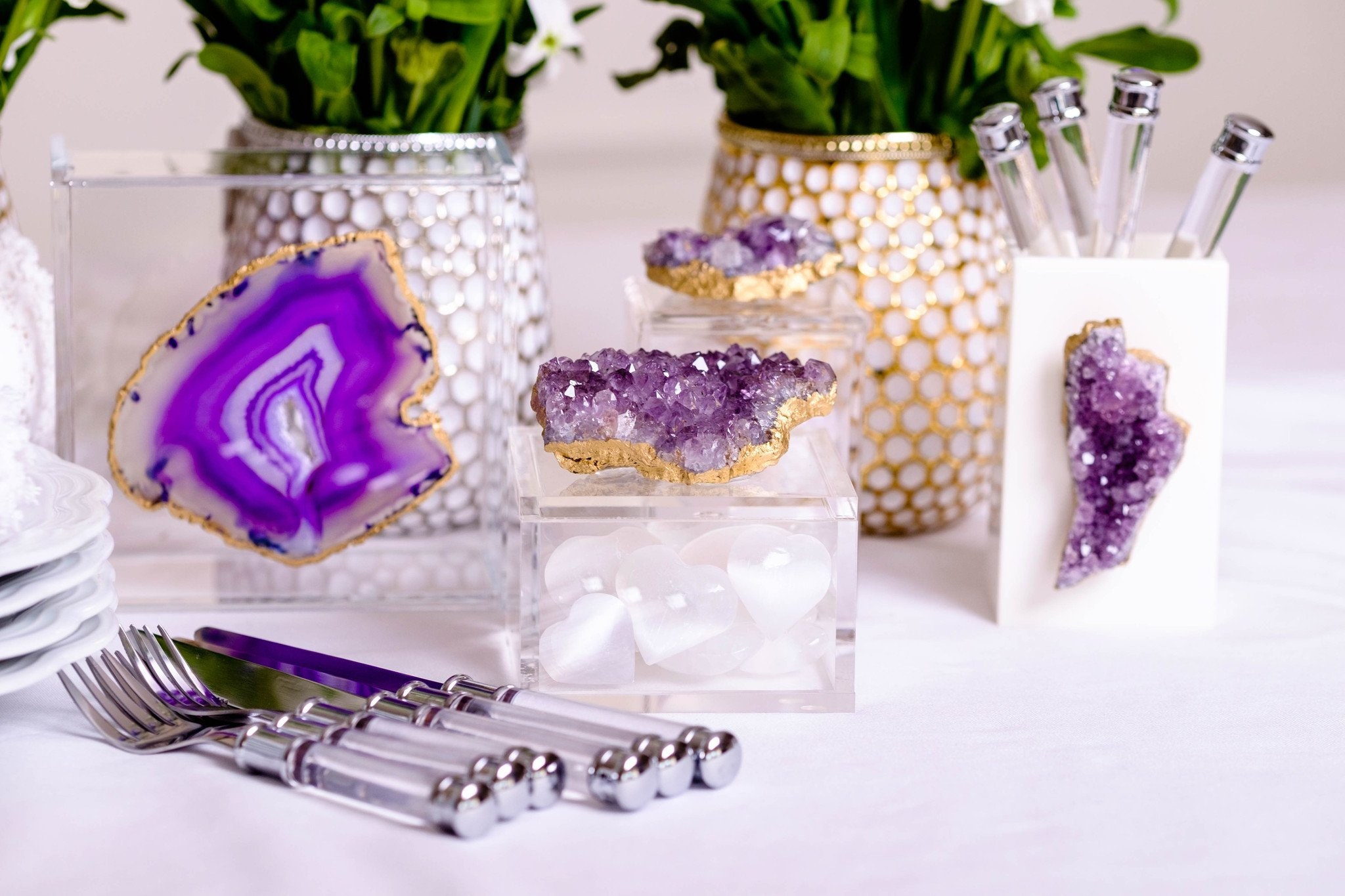 Gold gem box amethyst Gemstone Box Gemmy Box geode Box Etsy