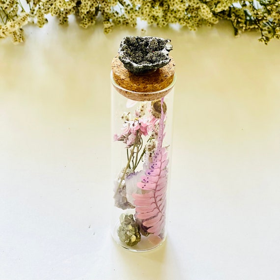 Care package spiritual gift, medicine jar with, wellness gift, gift for her, wellness, dried flower gifts, Crystal gifts, healing heart gift