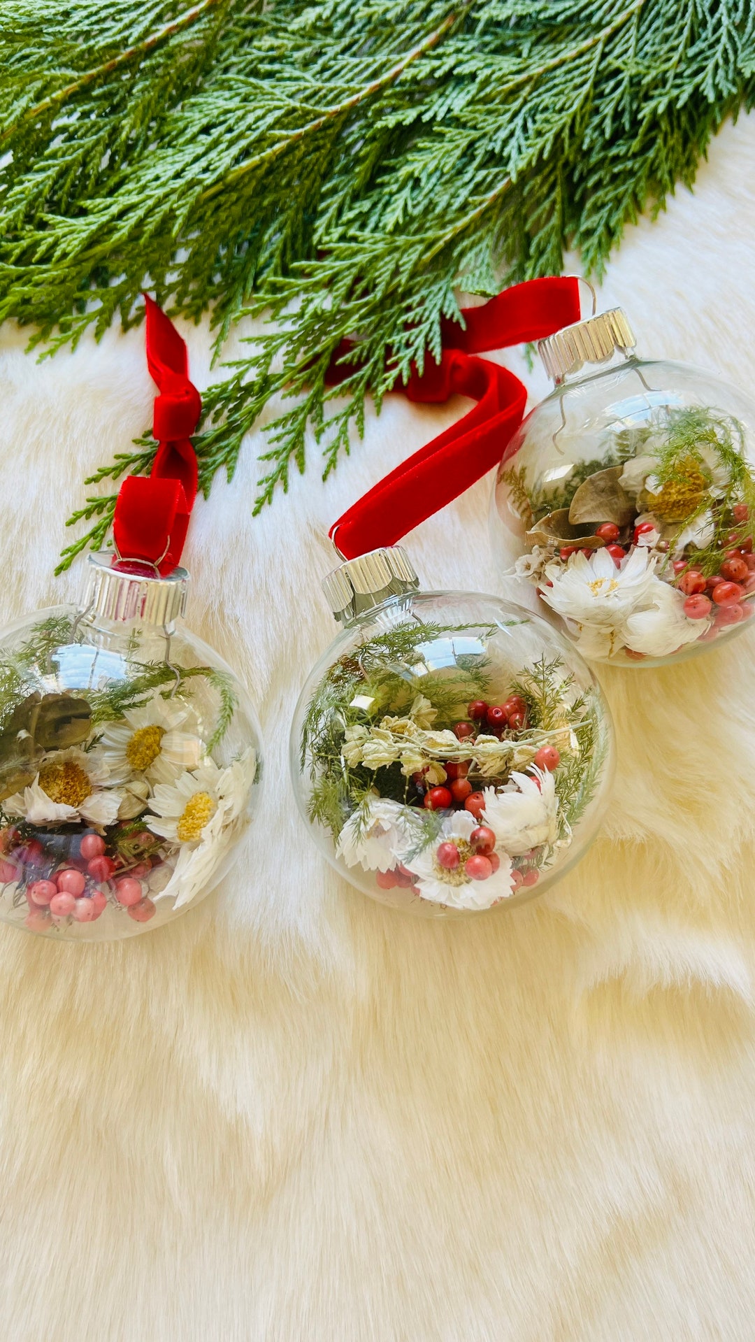 Dried Flower Ornament, Christmas Tree Ornaments, Dried Flowers ...