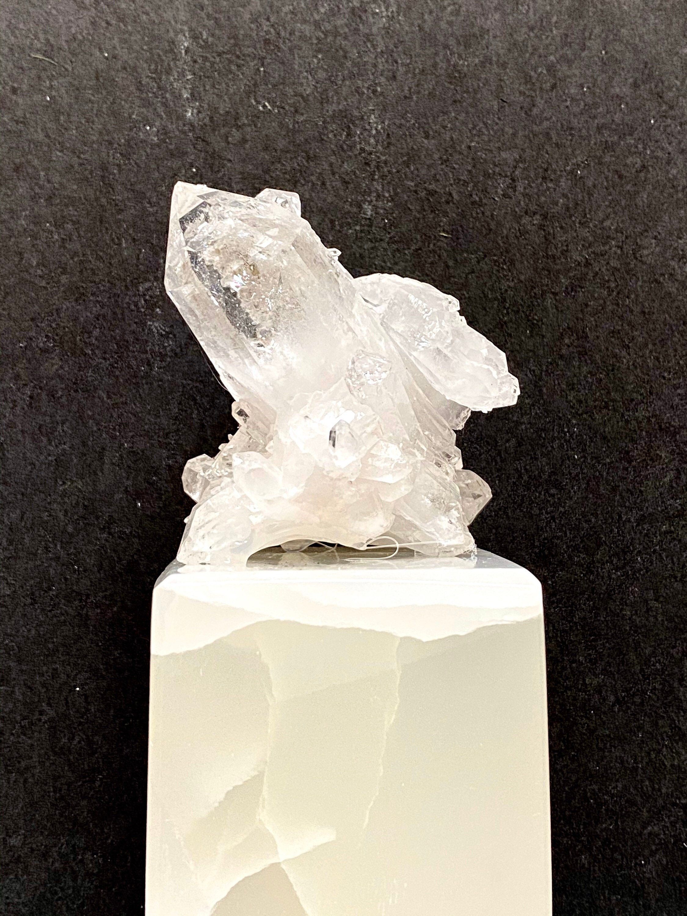Quartz Crystal W/ Onyx Stand Paperweight Raw Crystals Quartz Etsy