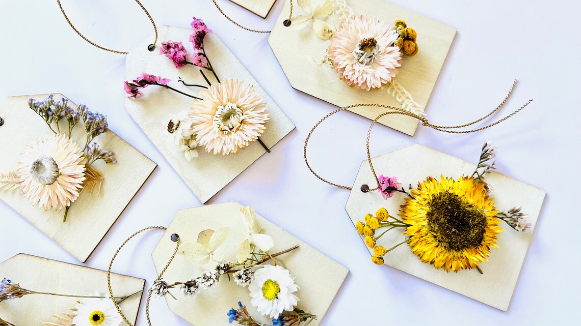 Dried Flower Gift Tags Christmas Tree Ornaments Dried Etsy