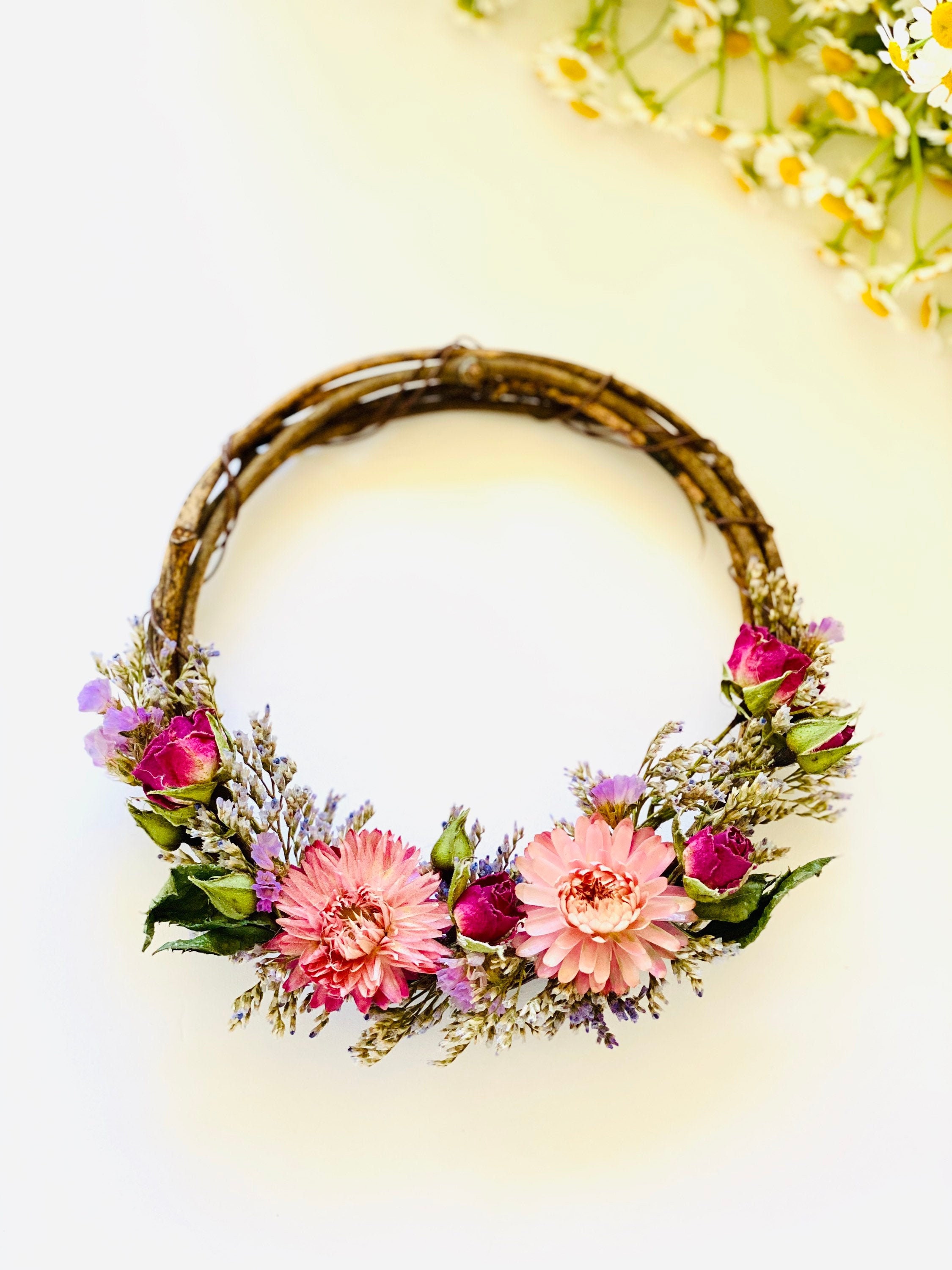 Botanical wreath w/ dried flowers and herbs dried flower Etsy