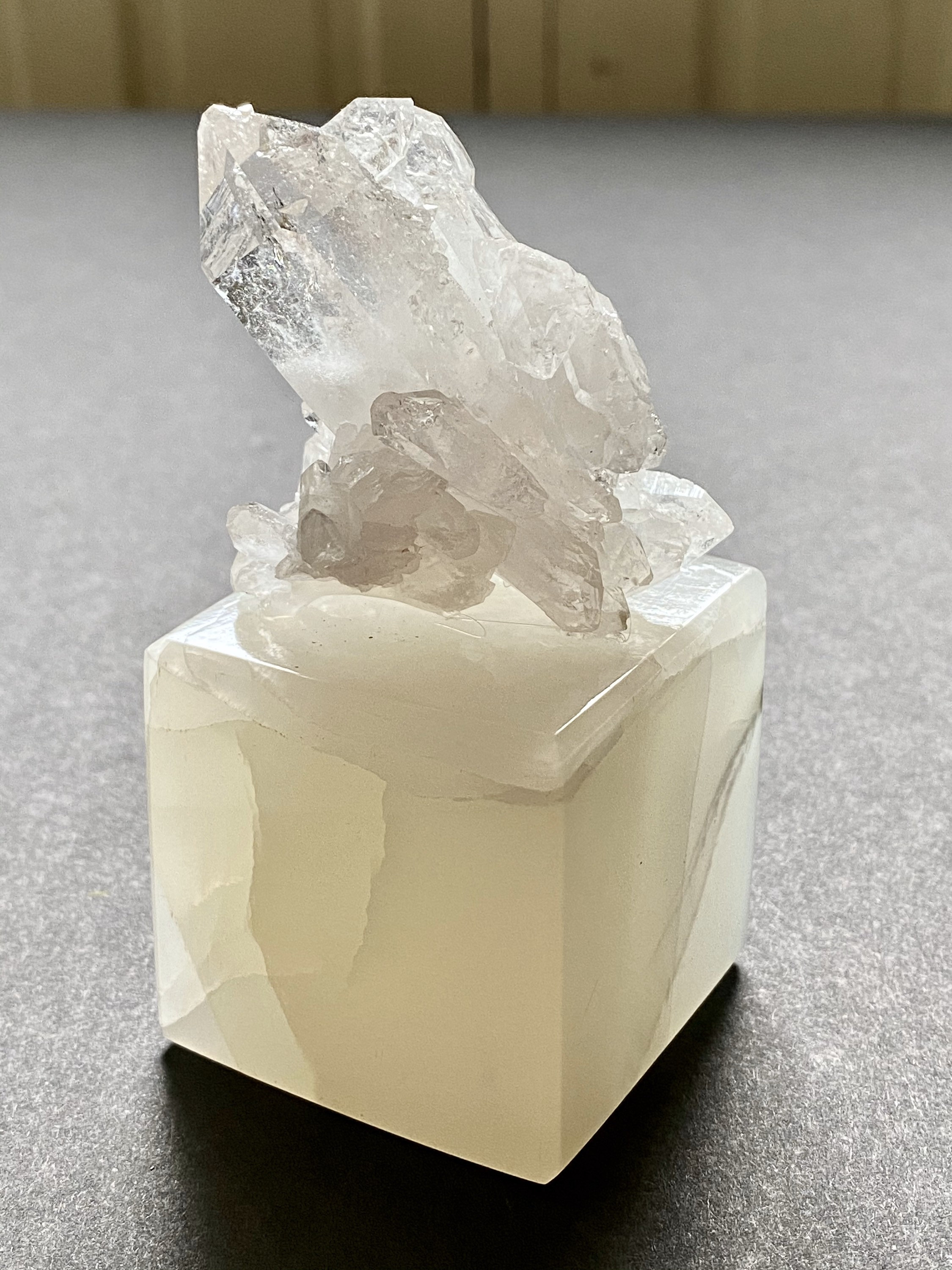 Quartz Crystal W/ Onyx Stand Paperweight Raw Crystals Quartz Etsy