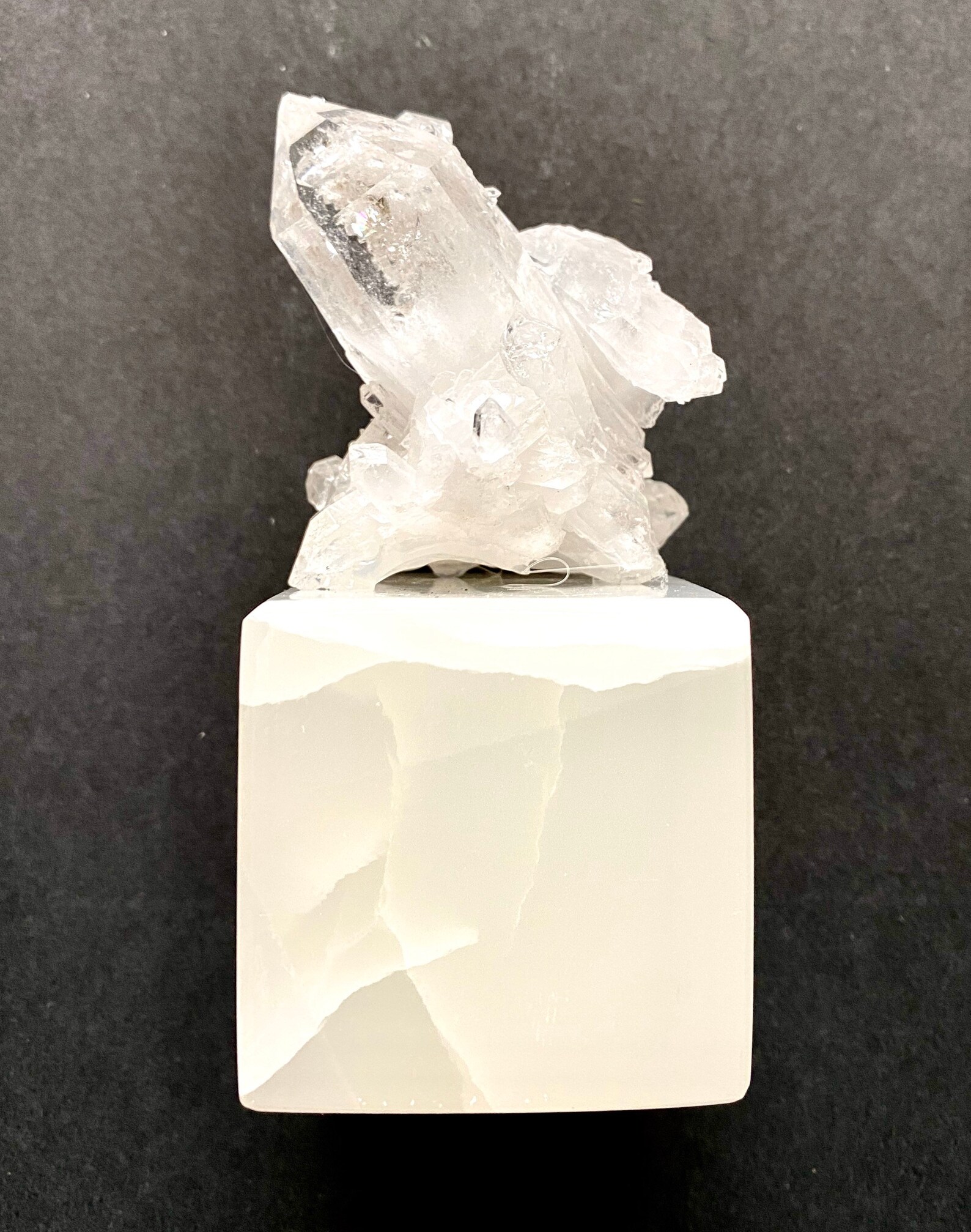 Quartz Crystal W/ Onyx Stand Paperweight Raw Crystals Quartz Etsy