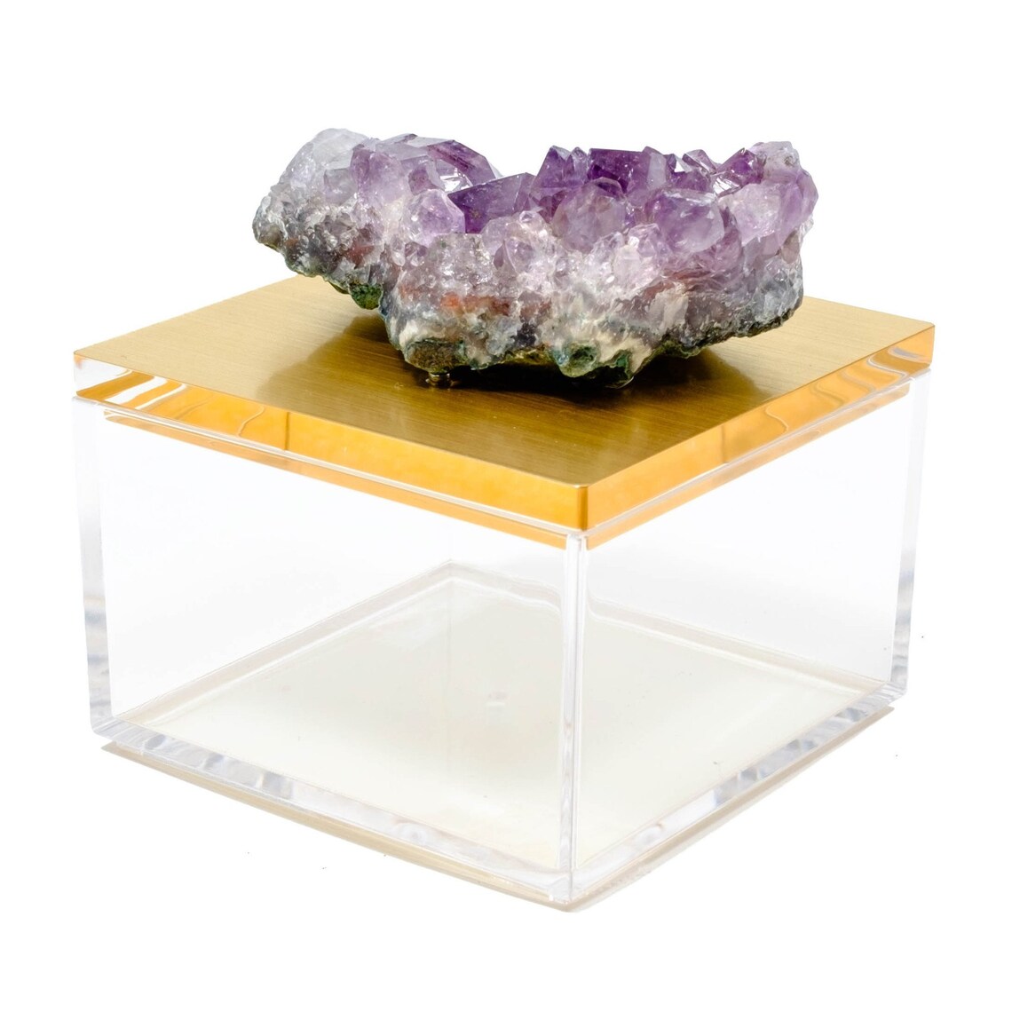 Metallic gold gem box w/ amethyst Gemstone Box Gemmy Box Etsy