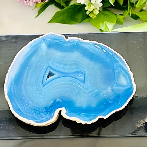 Large Black Box with blue agate, Agate box, Jewelry Box, gift box, Agate Home Gifts, Black box, bridal gift shops box, Blue and black box