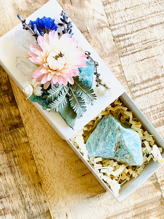 Crystal Gift Box, Geode Crystal Gift Box, Get Well Soon Crystal Gift Box, Self Care Package, Wellness Crystal Gift Box, Amazonite