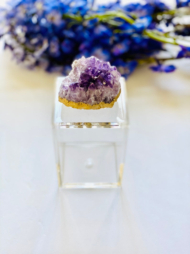 Tall Acrylic Box with Amethyst bathroom decor Amethyst Crystal box gifts for her Amethyst box Barware birthstone box acrylic box