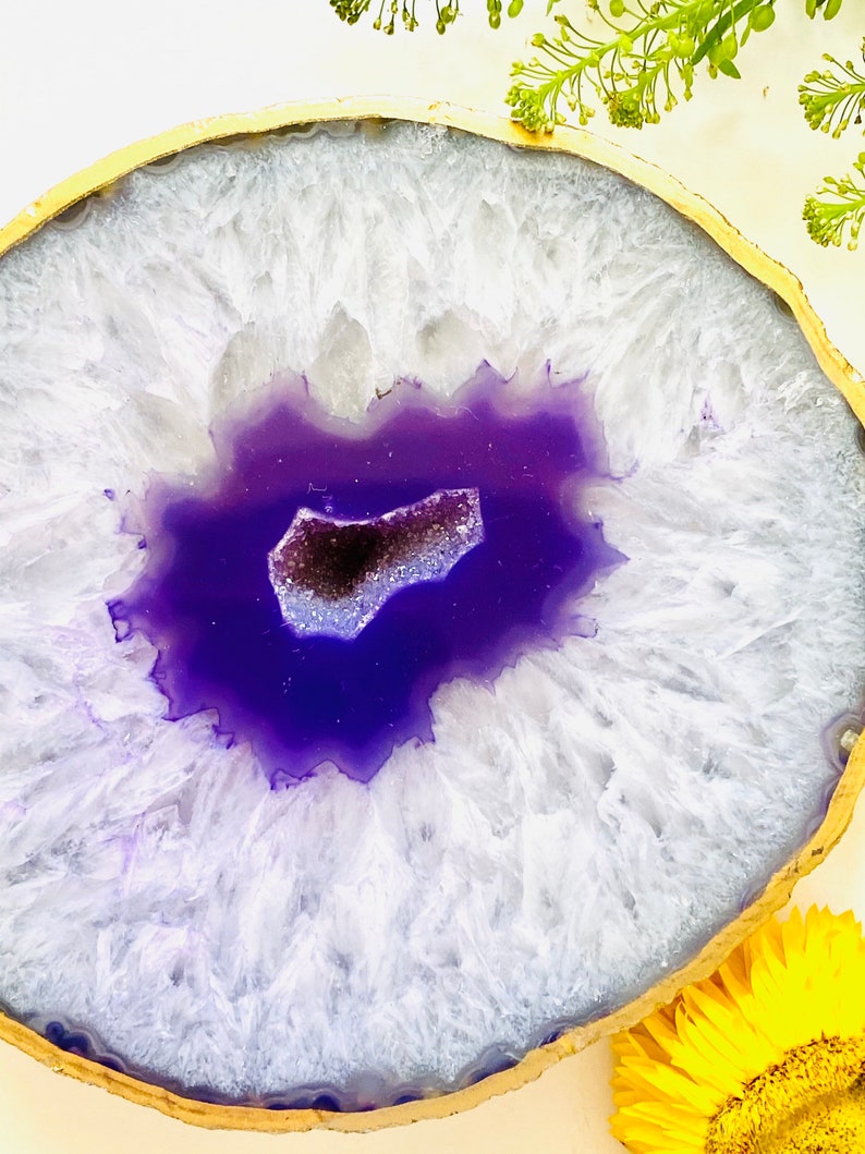 Thick Purple Agate Coaster Agate Coaster Agate Decor Home Etsy