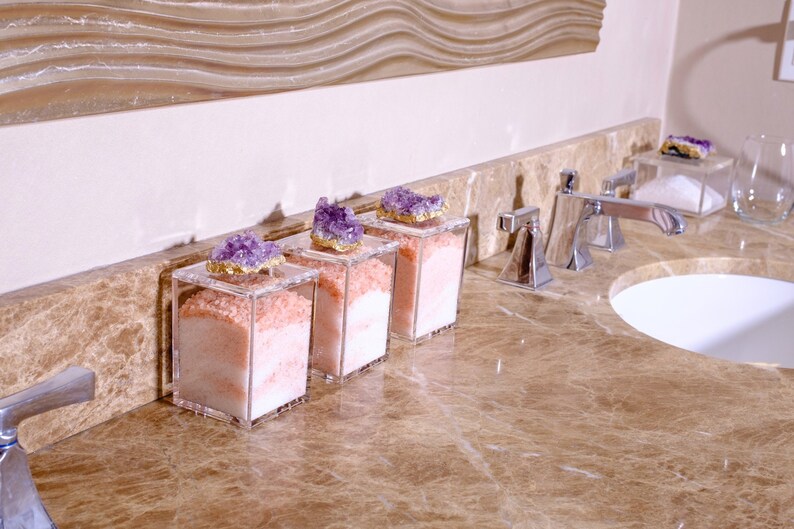 Tall Acrylic Box with Amethyst bathroom decor Amethyst Crystal box gifts for her Amethyst box Barware birthstone box acrylic box