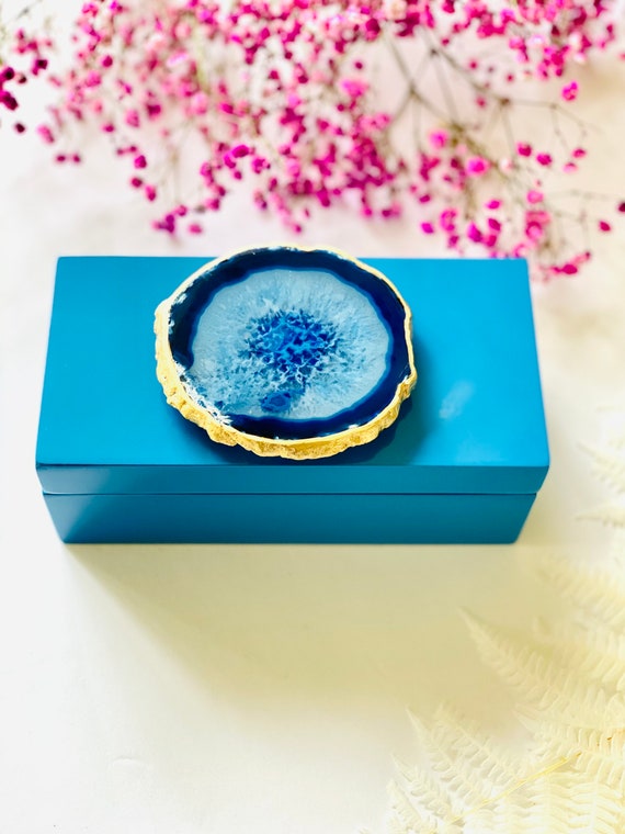 Bridal Gift Box Mineral Box Small White Lacquer box with a pretty Pyrite Gift Box