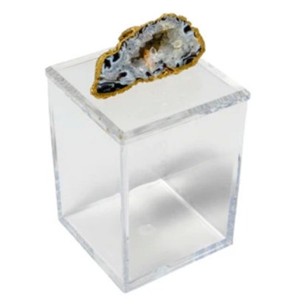 Tall Acrylic Box with Geode, Geode box, Clear Box, Barware box, Bathroom Decor box, oco box, geode