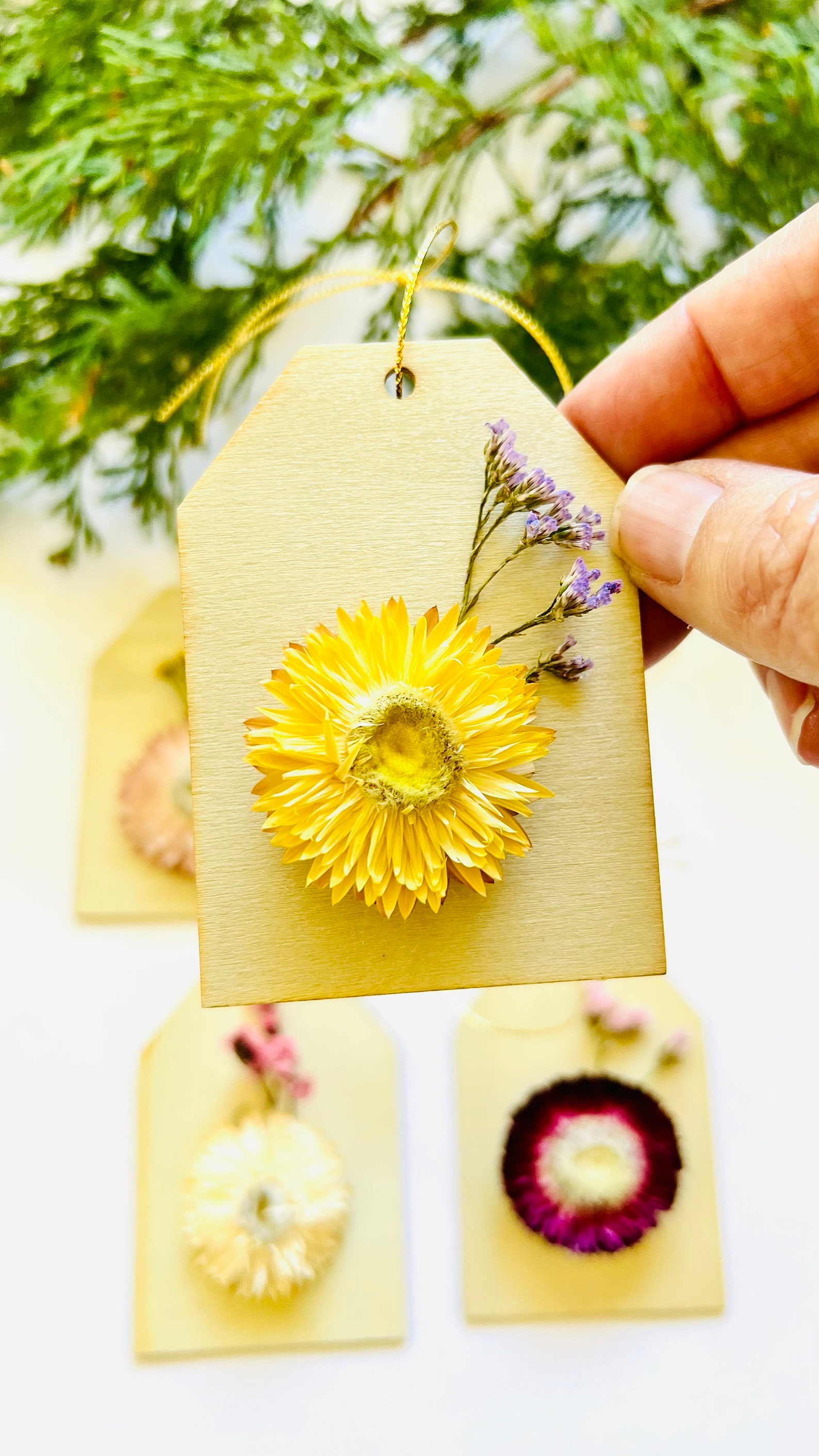 Dried Flower Gift Tags Christmas Tree Ornaments Dried Etsy