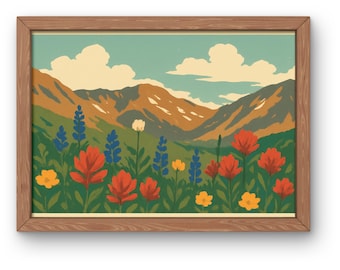 "Amerikanisches Becken ""Trail"" Wildblumen Kunstdruck, Colorado Berglandschaft (Digitaler Download)"