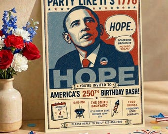 Lustige politische Party Einladung, Amerika 250 Geburtstagsparty Einladung, Amerika 250 Geburtstag Poster Party, Und Super Barbe