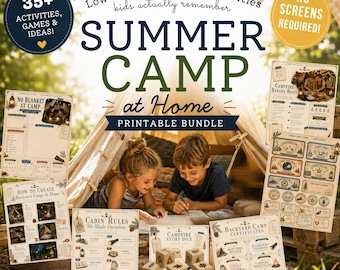 Familien-Sommercamp zu Hause Druckbare Aktivitäten Kind Outdoor-Spiele Schatzsuche Schnitzeljagd Aktivität Kit Download Digital Bundle Hinterhof